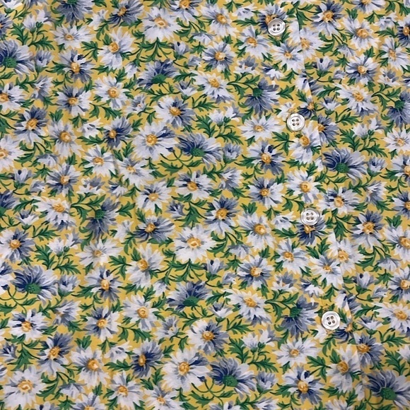 VTG 90s Y2K Daisy Print Yellow Button Down Rayon Maxi Skirt 12 - Picture 2 of 6